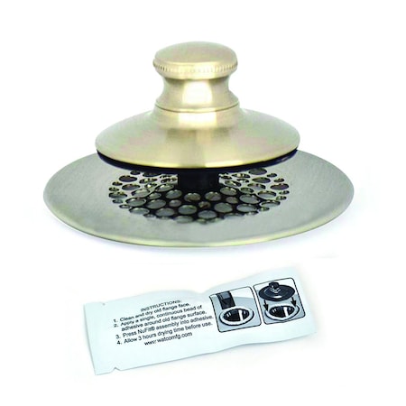 Watco 2.875 in. SimpliQuick Push Pull Bath Stopper, Grid Strain and Silicone - Nickel 58750-PP-BN-G